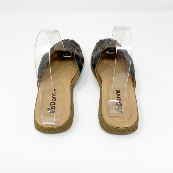 Le Donne Black Slip On Slide Sandals - Picture 6 of 8